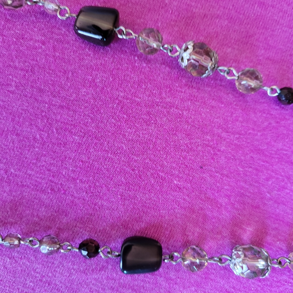 Beaded costume jewelry necklace.  Stone colors are in the brown and tan family
